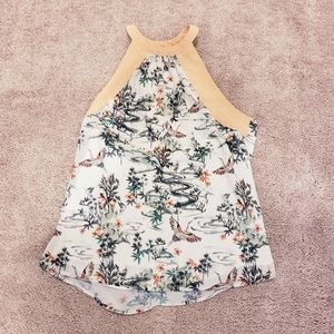 H&M Hummingbird Print Trapeze top size 6